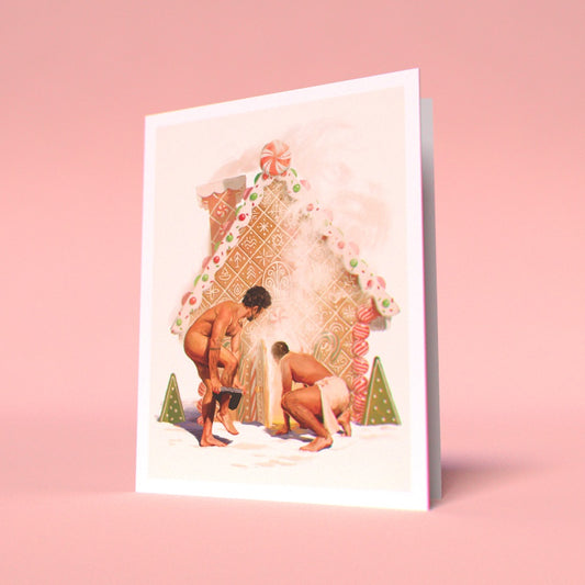Gingerbread Bathhouse Greeting Card (Single)