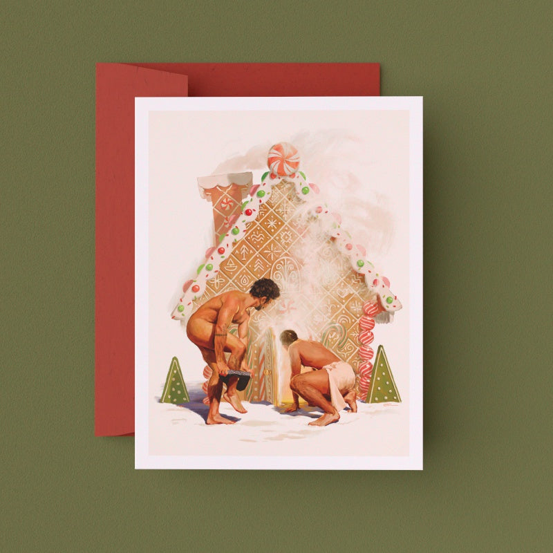 Gingerbread Bathhouse Greeting Card (Single)