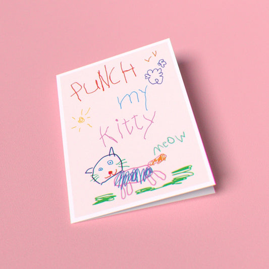 Punch My Kitty Greeting Card (Single Card)