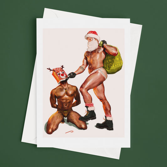 Rudolph And Santa Greeting Card (Pack of 10)