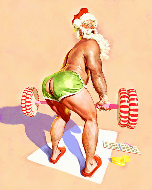 Santa's Workout Holiday Print