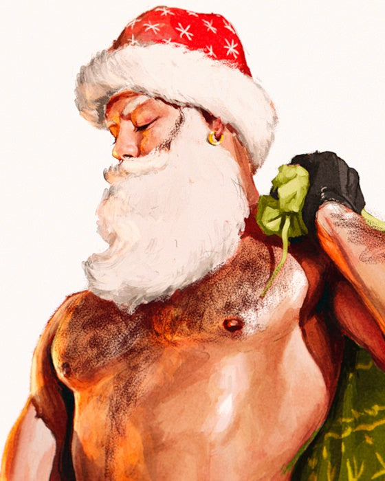 Gay Santa And Rudolph Holiday Print
