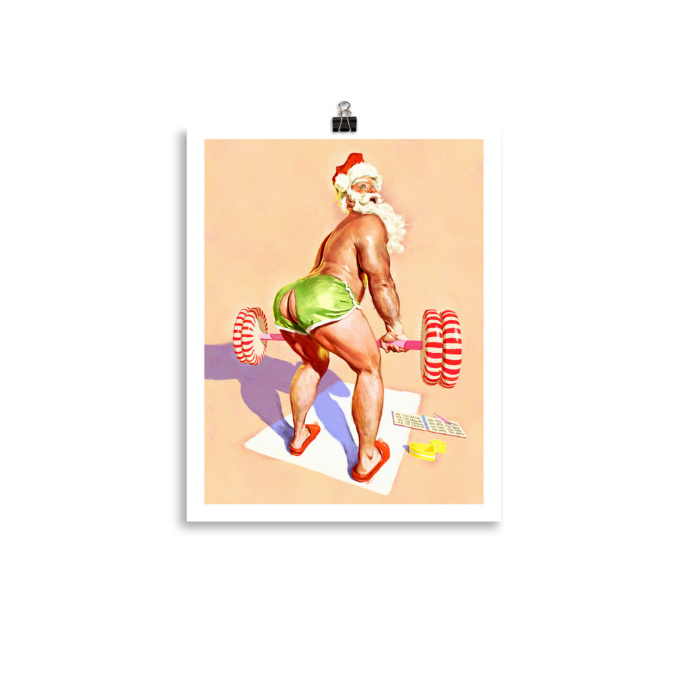 Santa's Workout Holiday Print