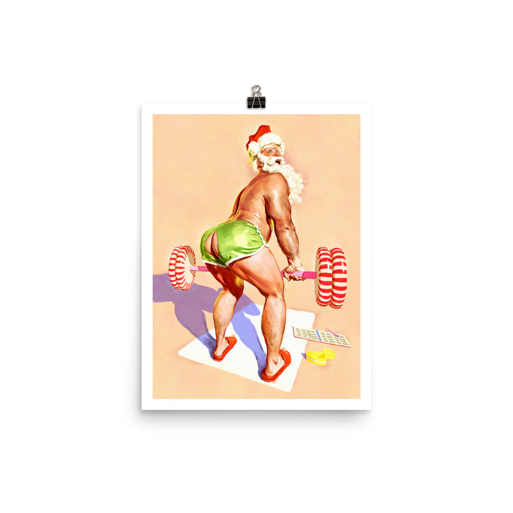 Santa's Workout Holiday Print