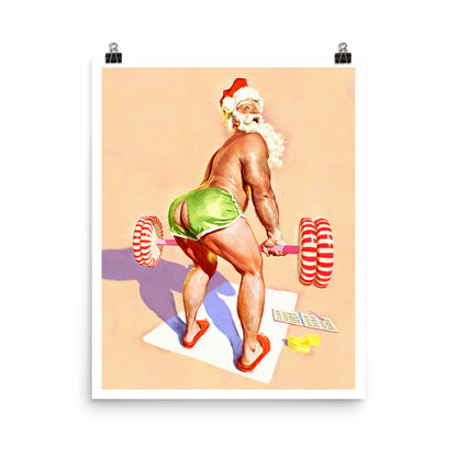 Santa's Workout Holiday Print