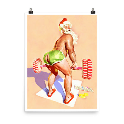 Santa's Workout Holiday Print