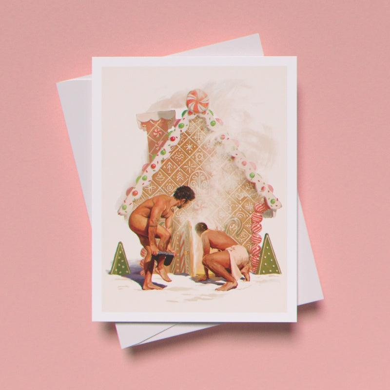 Gingerbread Bathhouse Greeting Card (Single)