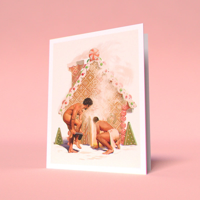 Gingerbread Bathhouse Greeting Card (Single)