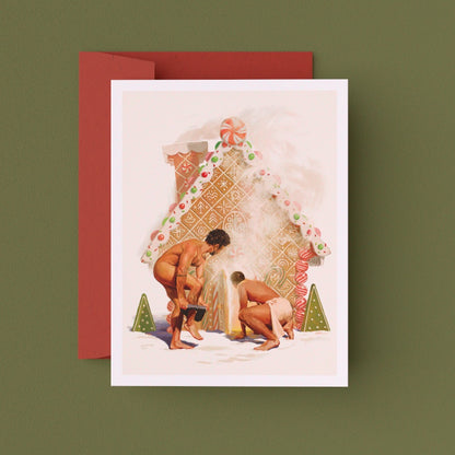 Gingerbread Bathhouse Greeting Card (Single)