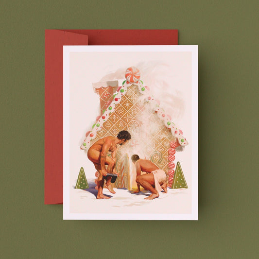 Gingerbread Bathhouse Greeting Card (Single)