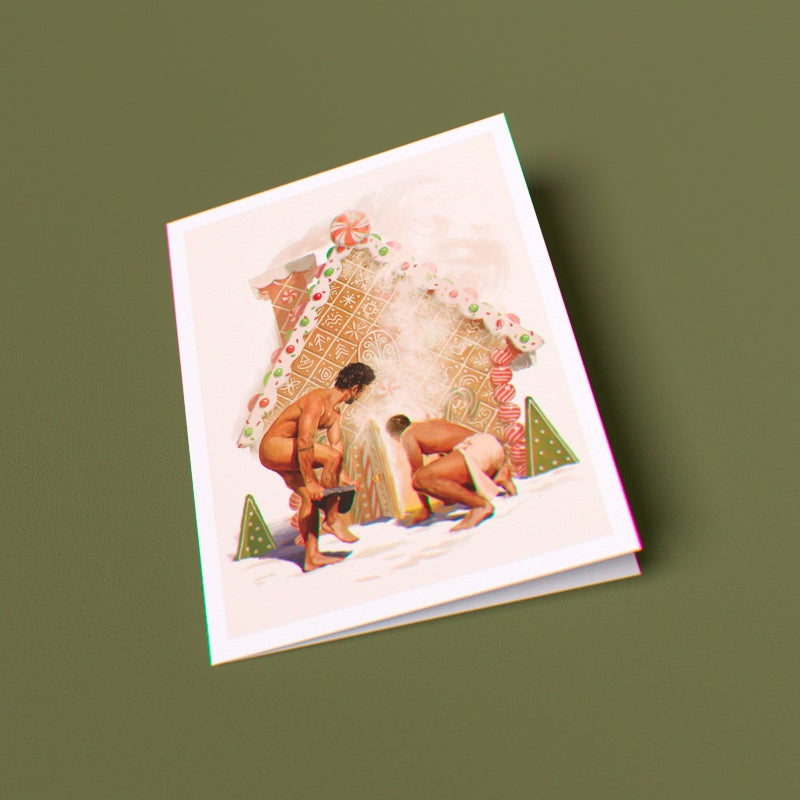 Gingerbread Bathhouse Greeting Card (Single)
