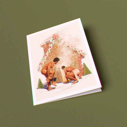 Gingerbread Bathhouse Greeting Card (Single)
