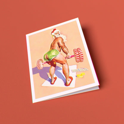 Santa's Workout Greeting Card (Single Card)