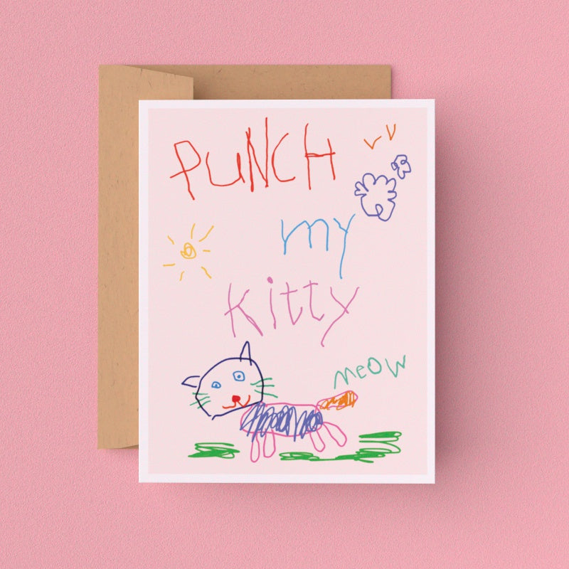 Punch My Kitty Greeting Card (Single Card)