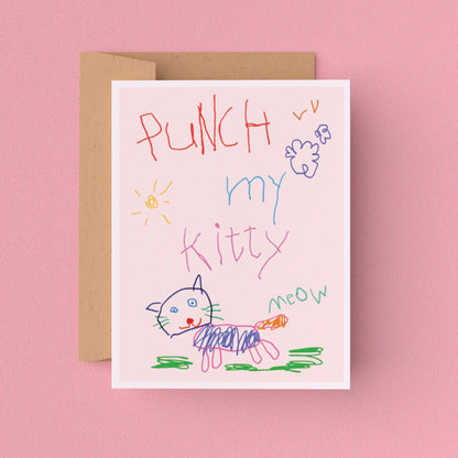 Punch My Kitty Greeting Card (Single Card)