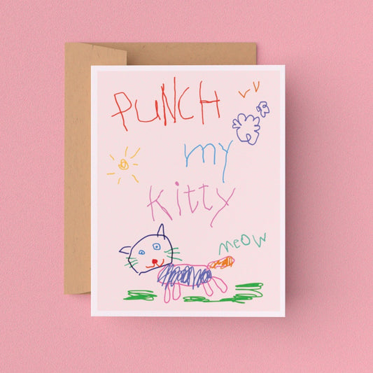 Punch My Kitty Greeting Card (Single Card)