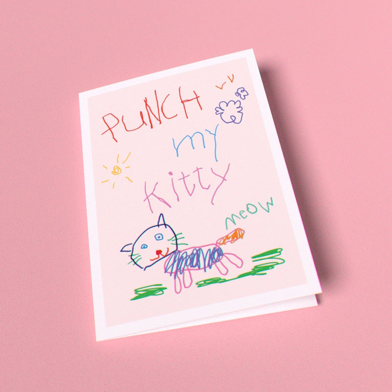Punch My Kitty Greeting Card (Single Card)