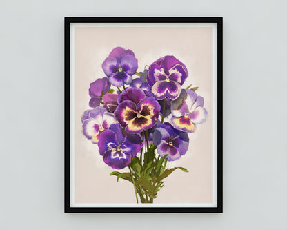 Purple Pansies Print