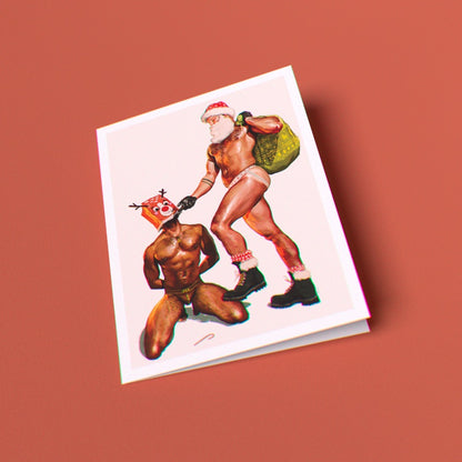 Santa & Ruldoph Greeting Card (Single Card)