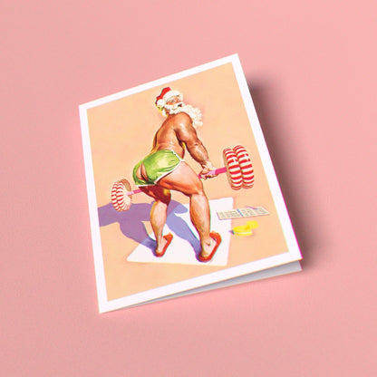 Santa's Workout Greeting Card (Single Card)