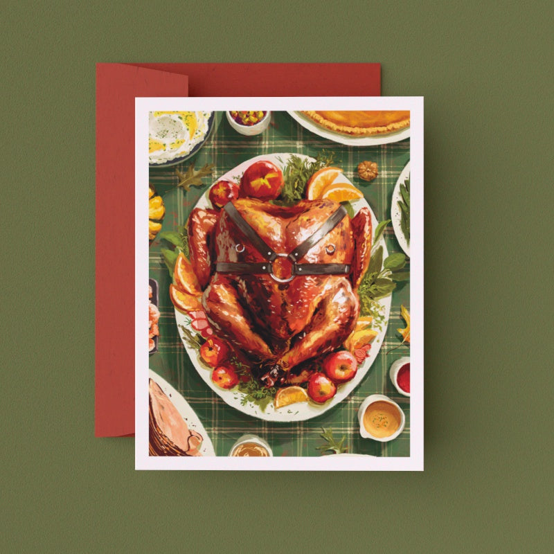 Turkey Dinner Greeting Card (Single Card)