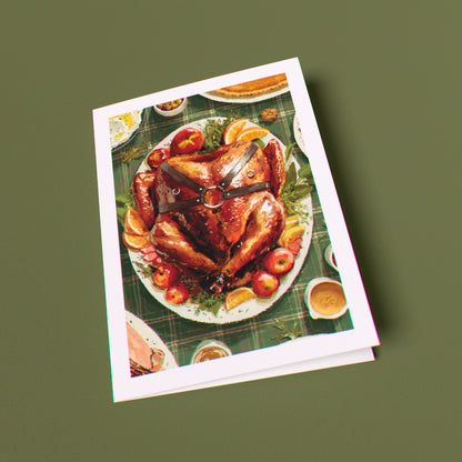 Turkey Dinner Greeting Card (Single Card)