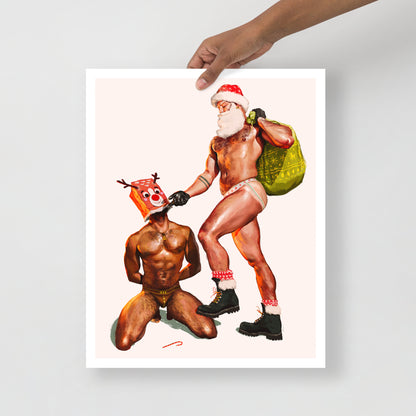 Gay Santa And Rudolph Holiday Print