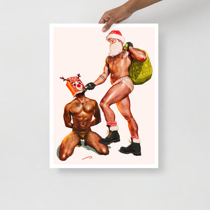 Gay Santa And Rudolph Holiday Print