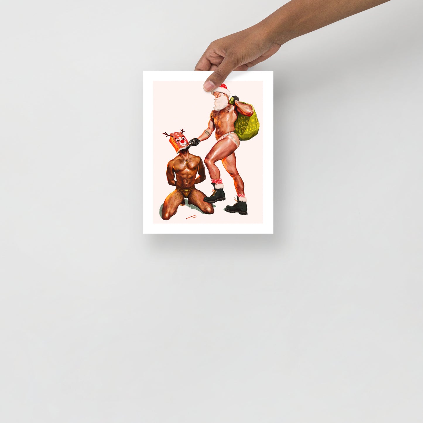 Gay Santa And Rudolph Holiday Print